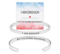Enough is Enough Mantra Cuff Bracelet Bangle for Women | I Am Enough But I've Fucking Had Enough Hidden Message Bracelets, Inspirational Engraved Adjustable Bracelets Jewelry Gifts
