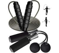 Enouke Jump Rope, Exercise Jumprope for Men Women and Kids Workout,Rapid Speed Jumping Rope for Cardio and Endurance Training,for Home Aerobic Exercise Equipment (Black+Black)