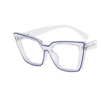 ENPAP Fashion Reading Glasses Fatigue Relieve Computer Readers Cute Flat Light Mirror Blue Light Blocking for Women (Color : Blue, Size : +150)