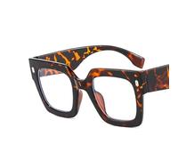 ENPAP Large Square Blue Light Blocking Computer Readers Oversized Reading Glasses Anti Eye Strain Flat Light Mirror Eyewear (Color : Leopard-print, Size : +250)