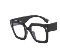 ENPAP Large Square Blue Light Blocking Computer Readers Oversized Reading Glasses Anti Eye Strain Flat Light Mirror Eyewear (Color : Black, Size : +0.00)