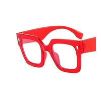 ENPAP Large Square Blue Light Blocking Computer Readers Oversized Reading Glasses Anti Eye Strain Flat Light Mirror Eyewear (Color : Red, Size : +0.00)