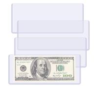 Enpoint 5 Pack Clear Currency Sleeves - Heavy Duty Dollar Bill Sleeves 6.9x2.9, Waterproof Money Holders Hard Plastic Sheet Protectors Currency Holder for Bills