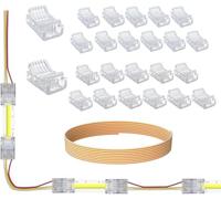 ENQIMAOYI 10mm 3-Pin CCT COB LED Strip Lights Connector,24pcs Strip to Wire Solderless Connectors,16.4FT/5M 22AWG Extension 3 Wires for DIY 5V 12V 24V Lighting