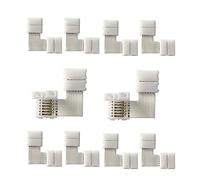 ENQIMAOYI 10PCS 6 Pins L Shape Solderless Connector for LED Strip Light, RGBWW 12MM Right Angle Corner Solderless Connection for SMD 5050 RGBCCT LED Strip