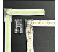 ENQIMAOYI 20Pcs L Shape 2 Pin 8mm COB LED Light Strip Connectors, Gapless Solderless Clear Connector Strip to Strip Corner Connectors for SMD COB 3528-2835 LED High Density Strip Lights