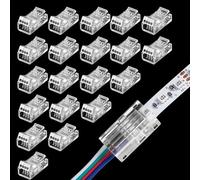 ENQIMAOYI 20pcs LED Strip Light Connector for 4pin 8mm RGB Connector, Unwired Gapless Transparent Strip to Wire Quick Connectors for Waterproof or Non-Waterproof RGB SMD 5050/3528 LED Light Strip