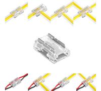 ENQIMAOYI 25pcs 8-in-1 2 Pin 10mm LED Strip Light Connectors,COB Light Connector Gapless Solderless Connection, Strip to Strip to Wire Connector for COB/SMD 2835/3528 Single Color LED Strip
