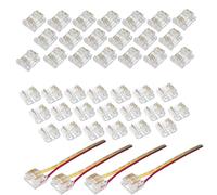 ENQIMAOYI 44pcs 3pin COB LED Strip Light Connector Kit 3-pin 10mm/0.39in Gapless Solderless Connector, 4pcs LED Connector + Cable Wire for COB LED Strip Lights
