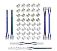 ENQIMAOYI 44pcs 5pin COB LED Strip Light Connector kit 5-pin 12mm/0.47in Gapless Solderless Connector,4pcs LED Connector+Cable Wire for RGB COB LED Strip Lights