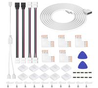 ENQIMAOYI 53pcs LED Strip Connector 4 Pin 8mm 3528 2835 RGB Rope Light Connector Kit, LED Strip Extension,2-in-1 Distributor,Gapless Solderless, L Shape PCB,Jumper Connectors for Controller