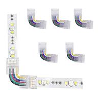 ENQIMAOYI 5pcs 6 Pins L Shape Solderless Connector LED Strip Light, RGBWW 12 mm Right Angle Corner Solderless Connection for SMD 5050 RGBCCT LED Strip