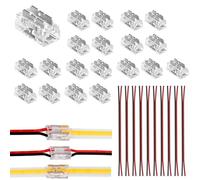 ENQIMAOYI COB LED Light Connectors,20pcs 5mm 2Pin 9 in 1 LED Strip Connector,9 Types Connection Methods Tape Light Connector, L-T-X Shaped for IP20 COB 5mm Single Color LED Strip