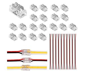 ENQIMAOYI COB LED Light Connectors,20pcs 5mm 2Pin 9 in 1 LED Strip Connector,9 Types Connection Methods Tape Light Connector, L-T-X Shaped for IP20 COB 5mm Single Color LED Strip