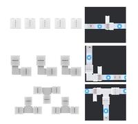 ENQIMAOYI LED Light Strip Connectors,4 Pin RGB 8mm Solderless Connector Kit Includes 5X Gapless Line, L, T Shape Connectors for SMD 2835/3528 Multicolor LED Strips