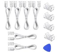 ENQIMAOYI LED Strip Connectors 10 Packs 2pin 8mm Tape Light Solderless Transparent Wire Lead Connector for SMD COB LED Strip Light (Dual Side Extension Connector)