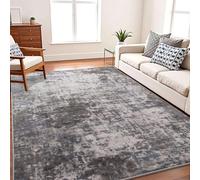 Enqinar 6x9 Area Rugs, Washable Living Room Rug, Modern Abstract Rug for Bedroom Stain Resistant Non Slip, Soft Low Pile Carpet for Kitchen Nursery Home Office Decor, Dark Grey Blue