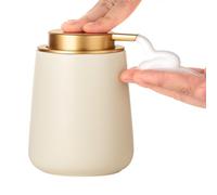 Enra Foaming Soap Dispenser,12 Oz Modern Foam Soap Dispenser with Gold Pump for Bathroom, Kitchen with Easy-to-Press Pump (Beige Foam Gold Pump)