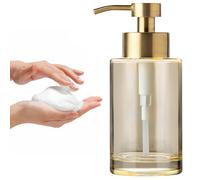 Enra Glass Soap Dispenser,12oz Matte Black Stainless Steel Hand Pump Dispenser,Hand and Liquid Soap Dispenser Rust Proof Countertop Lotion Bottle for Bathroom and Kitchen (Gold Foam Dispenser)