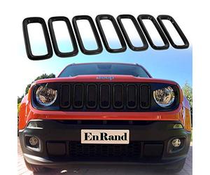 EnRand Jeep Renegade Grill Inserts,Front Grille Guard Cover Trim for 2015-2018 Jeep Renegade - 7Pcs Black