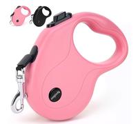 enrgticdg 16Ft Retractable Dog Leash,Light Weight Leash for Small to Medium Dogs/Cats Up to 50lbs,Stainless Steel Spring Strong Nylon Tape, Tangle Free, One-Handed Brake (pink)