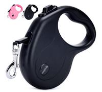enrgticdg 16Ft Retractable Dog Leash,Light Weight Leash for Small to Medium Dogs/Cats Up to 50lbs,Stainless Steel Spring Strong Nylon Tape, Tangle Free, One-Handed Brake. (Charcoal Black)