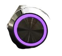 ENRHQENK 1PCS 19mm metal button switch waterproof self-locking fixed power button ring LED light lighting 6 3V 5V 12V 24V 220V(Purple,6V)
