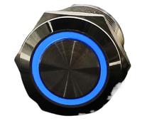 ENRHQENK 1PCS 19mm metal button switch waterproof self-locking fixed power button ring LED light lighting 6 3V 5V 12V 24V 220V(Blue,12V)