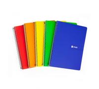 Enri, Notebooks A4 (Folio) Guideline 3 mm, Soft Cover, 80 Sheets, Pack 5 Notebooks, Assorted Colors