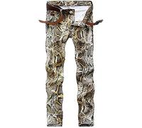 Enrica Men's Casual Printed Jeans Skinny Denim Pants, Snake Skin, 36