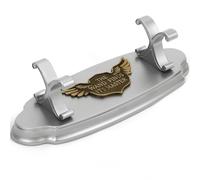 EnrichFun Magic Wand Stand Display - Resin Wand Holder with Owl Badge, Showcase Three Wands for Wizard Collection & Decoration, Silver