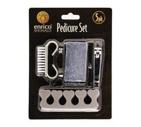 Enrico Shonalli Pedicure Set, 5 Piece Kit with Nail Clippers, Toe Separators, Brush, Pumice Stone