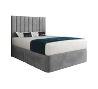 Enrico Upholstered Soft Velvet Designer Bed Frame KDMD Grey Double