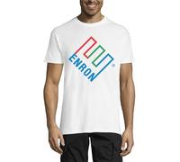 Enron Company Logo Biggest Financial Ponzi Scheme Men's Crew Neck T-Shirt White Medium