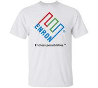 Enron, Retro, Logo, Fraud, Bankrupt, Blue Collar Crime Men's T-Shirt,White(Small)