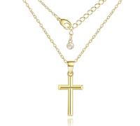 ENROSE 14K Gold Cross Necklace for Women Small Cross Necklace for Women 14K Gold Necklaces for Womens Trendy Modern Minimalist Inspiration Golden Jewelry for Womens Crosses Pendant