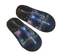 ENRPTY Aerial Night Of View Hong Kong Print Lightweight Warm House Slippers Comfortable Indoor Slippers For Men And Women