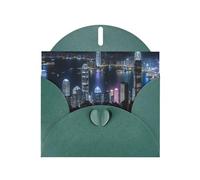 ENRPTY Aerial Night Of View Hong Kong Print Pearlescent Paper Thank You Cards With Envelopes And Stickers For Holiday Greeting