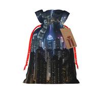 ENRPTY Aerial Night Of View Hong Kong Print Personalized Drawstring Gift Packing Bag For Anniversary Wedding Christmas