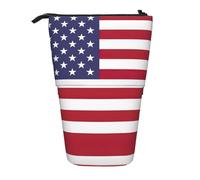 ENRPTY American Flag Print Telescopic Pencil Bag Big Capacity Pop Up Storage Makeup Bag For Office Supplies