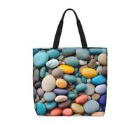 ENRPTY Beach Colored Pebbles Print Casual Shoulder Bag Handbag Outdoors Holiday Weekender Travel Shopping