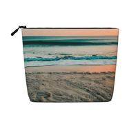 ENRPTY Beach Sunset Theme Print Women'S Makeup Make Up Bag Zipper Pouch Travel Storage Pouch Large Capacity Purse