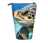 ENRPTY Big Sea Turtle Print Telescopic Pencil Bag Big Capacity Pop Up Storage Makeup Bag For Office Supplies