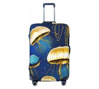 ENRPTY Blue And Gold Jellyfish Print Suitcase Decoraitve Covers Washable Suitcase Cover Travel Luggage Accessories, Black, XL