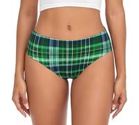ENRPTY Blue And Green Scottish Tartan Print Women'S Panties Soft Comfortable Stretch Breathable Panties Everyday Essential, Black, L