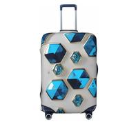 ENRPTY Blue Hexagons And Diamonds Print Suitcase Decoraitve Covers Washable Suitcase Cover Travel Luggage Accessories, Black, XL