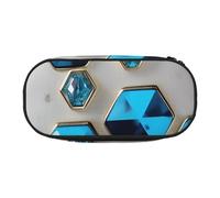 ENRPTY Blue Hexagons And Diamonds Print With Zipper Compartments Stationery Pencil Bag Portable Cosmetic Storage Bag