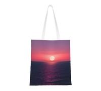 ENRPTY Bright Moon At Sea Hippie Print Canvas Tote Bag Reusable Shoulder Shopping Bags For Daily Use Shopping Travel