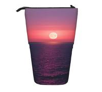 ENRPTY Bright Moon At Sea Hippie Print Telescopic Pencil Bag Big Capacity Pop Up Storage Makeup Bag For Office Supplies