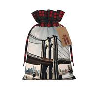 ENRPTY Brooklyn Bridge S Print Reusable Christmas Drawstring Bags For Christmas Parties Decorations Festivals